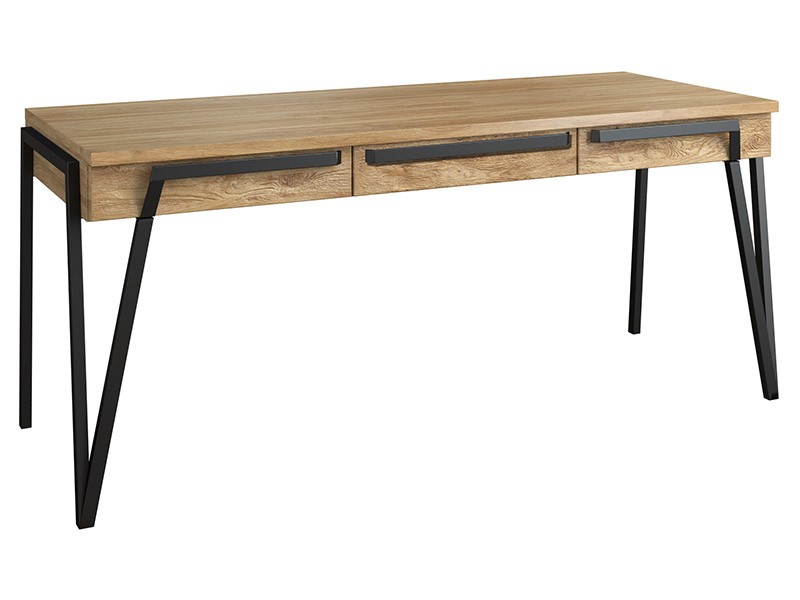 Mebin Pik Large 3 Drawer Desk Natural Oak Lager - Luxury furniture collection
