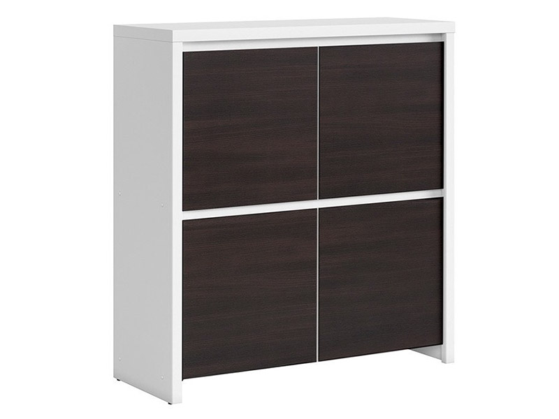  Kaspian White + Wenge 4 Door Storage Cabinet - Contemporary furniture collection - Online store Smart Furniture Mississauga