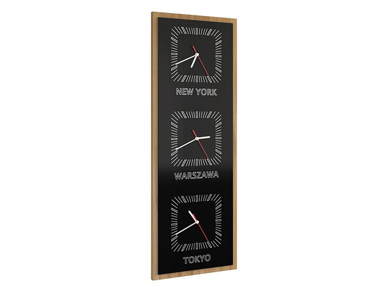 Mebin Smart Vertical Clock Natural Oak - 3 time zones clock