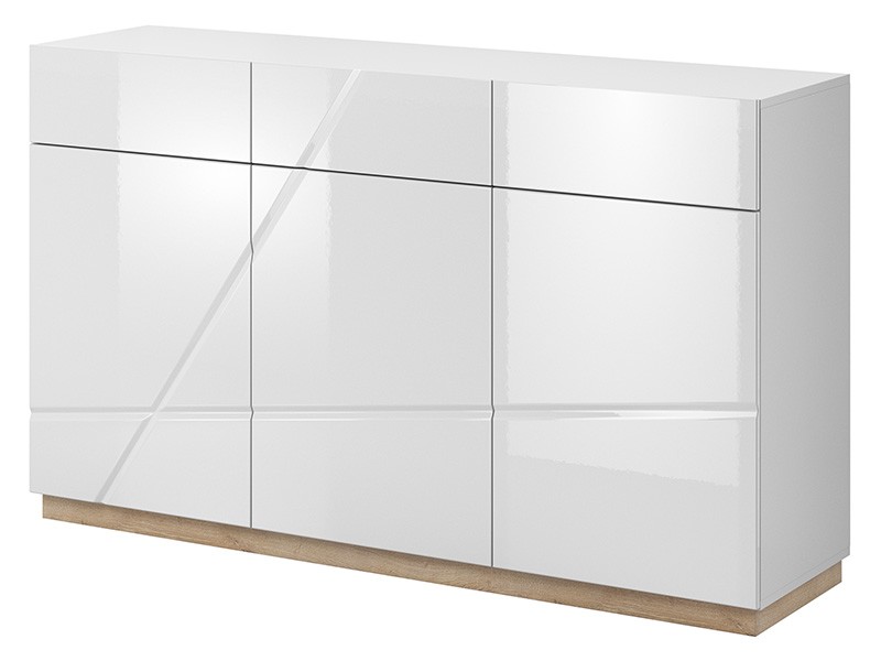 Lenart Futura 3 Door 3 Drawer Storage Cabinet - Glossy white sideboard