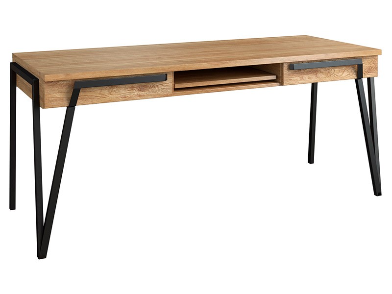 Mebin Pik Large 2 Drawer Desk Natural Oak Lager - Luxury furniture collection