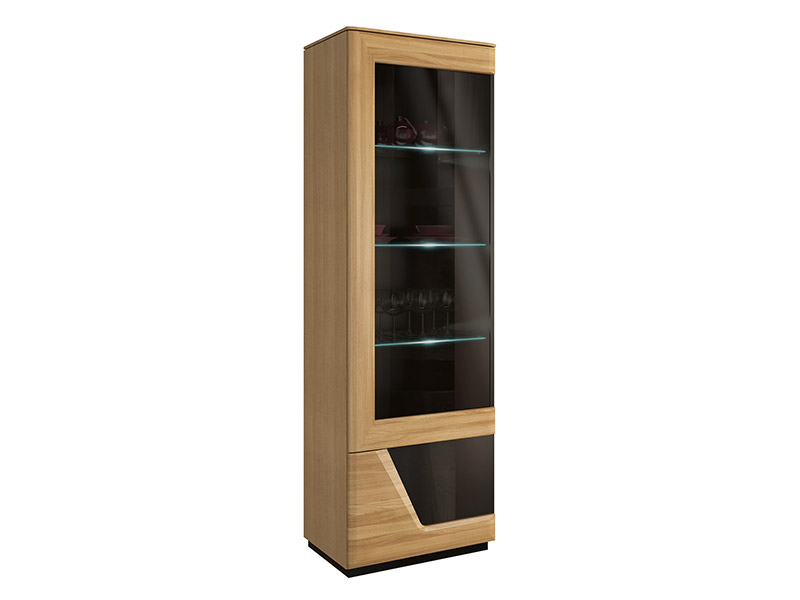  Mebin Smart Single Display Cabinet Left Natural Oak - Solid oak fronts - Online store Smart Furniture Mississauga