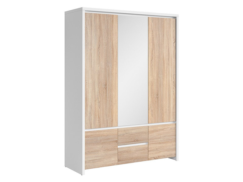  Kaspian White + Oak Sonoma 5 Door Wardrobe - Contemporary furniture collection - Online store Smart Furniture Mississauga